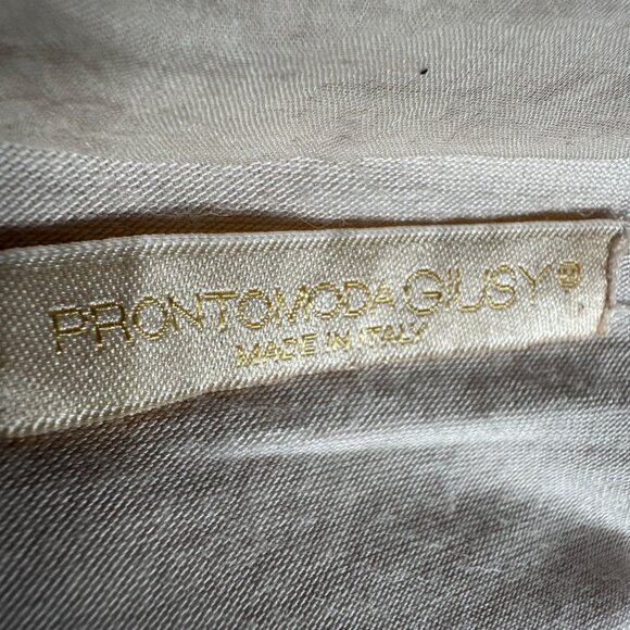 Sheer Beige Blouse With Embroidered Hem & 3/4 Sleeves By Prontomoda Giusy - Picture 9 of 16